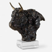 Uttermost Bison Bust Tarnished Bronze and Crystal Sculpture