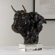 Uttermost Bison Bust Tarnished Bronze and Crystal Sculpture