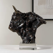 Uttermost Bison Bust Tarnished Bronze and Crystal Sculpture