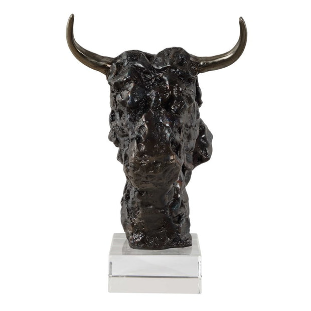 Uttermost Bison Bust Tarnished Bronze and Crystal Sculpture