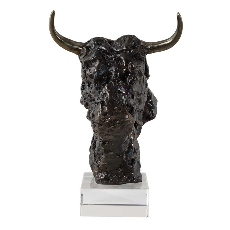 Uttermost Bison Bust Tarnished Bronze and Crystal Sculpture