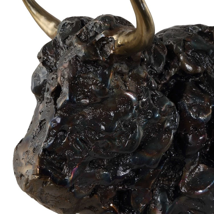 Uttermost Bison Bust Tarnished Bronze and Crystal Sculpture