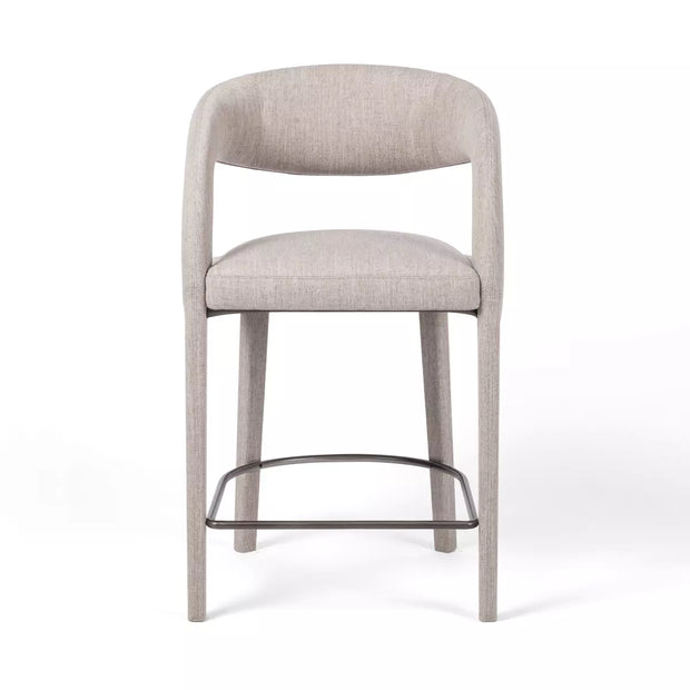 Four Hands Hawkins Counter Stool ~ Savile Flannel Upholstered Linen Blend Performance Fabric