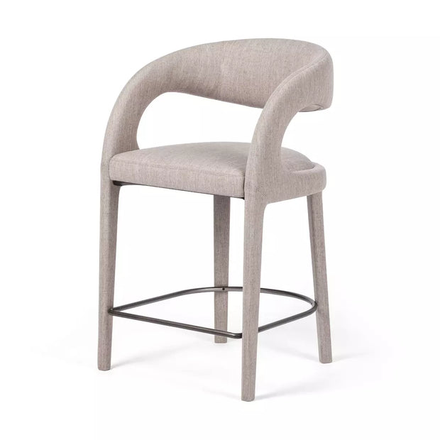 Four Hands Hawkins Counter Stool ~ Savile Flannel Upholstered Linen Blend Performance Fabric