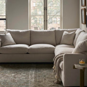 Rowe Furniture Lilah Bone White Plush Chenille Performance Fabric 106” Sectional ~ Express Collection