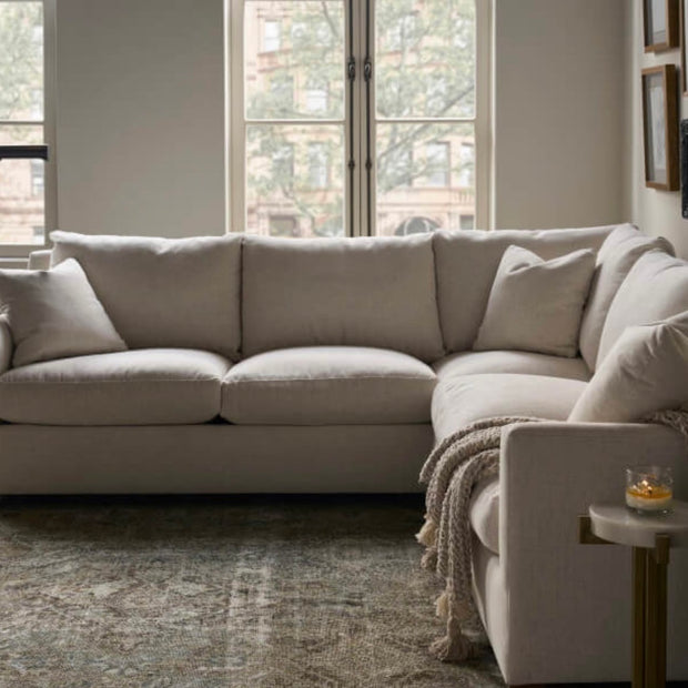 Rowe Furniture Lilah Bone White Plush Chenille Performance Fabric 106” Sectional ~ Express Collection