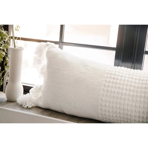 Sunday Citizen Off White Braided Pom Pom Lumbar Pillow 36 x 14