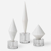 Uttermost Alize White Stone and Crystal Set of 3 Sculptural Objects
