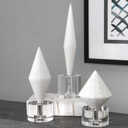Uttermost Alize White Stone and Crystal Set of 3 Sculptural Objects