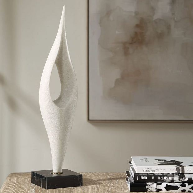 Uttermost Fluid Drop Matte White Stone Sculpture
