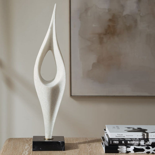 Uttermost Fluid Drop Matte White Stone Sculpture