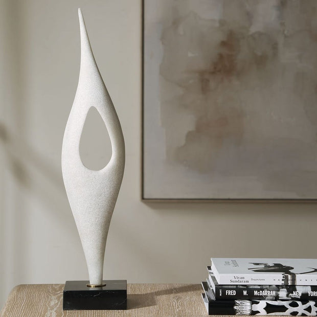 Uttermost Fluid Drop Matte White Stone Sculpture