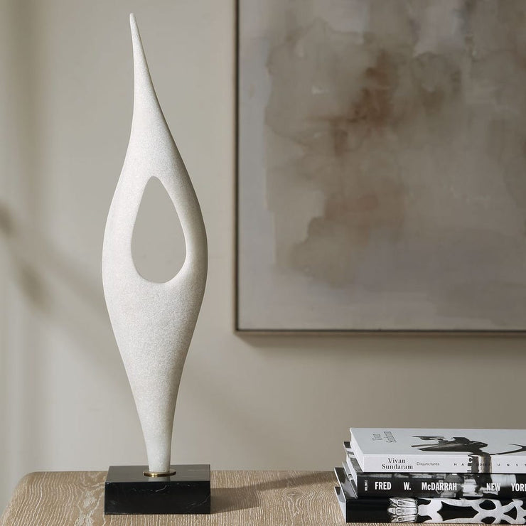 Uttermost Fluid Drop Matte White Stone Sculpture
