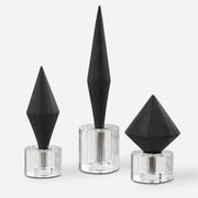 Uttermost Alize Black Stone and Crystal Set of 3 Sculptural Objects