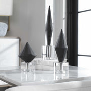 Uttermost Alize Black Stone and Crystal Set of 3 Sculptural Objects