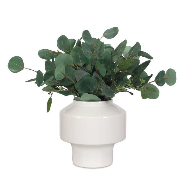 Uttermost Essence Eucalyptus Accent Potted In a Sculpted Gloss White Vase