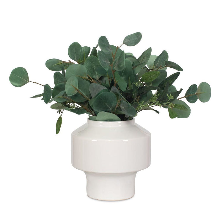 Uttermost Essence Eucalyptus Accent Potted In a Sculpted Gloss White Vase