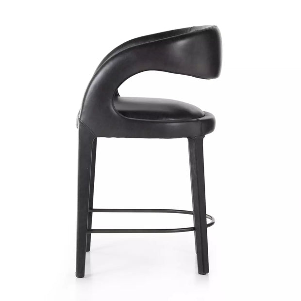 Four Hands Hawkins Counter Stool ~ Sonoma Black Top Grain Leather
