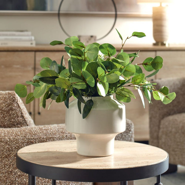 Uttermost Essence Eucalyptus Accent Potted In a Sculpted Gloss White Vase