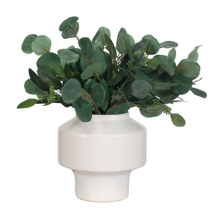 Uttermost Essence Eucalyptus Accent Potted In a Sculpted Gloss White Vase