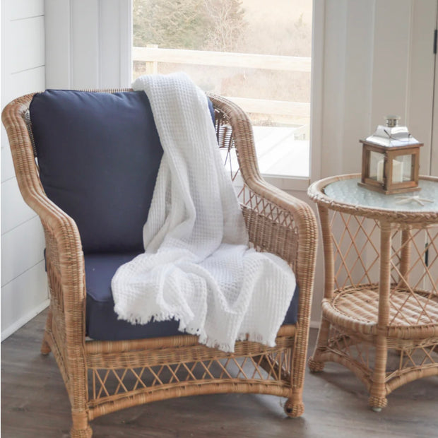 Anaya Home Turkish Cotton Waffle Throw Blanket 50x70  ~ White
