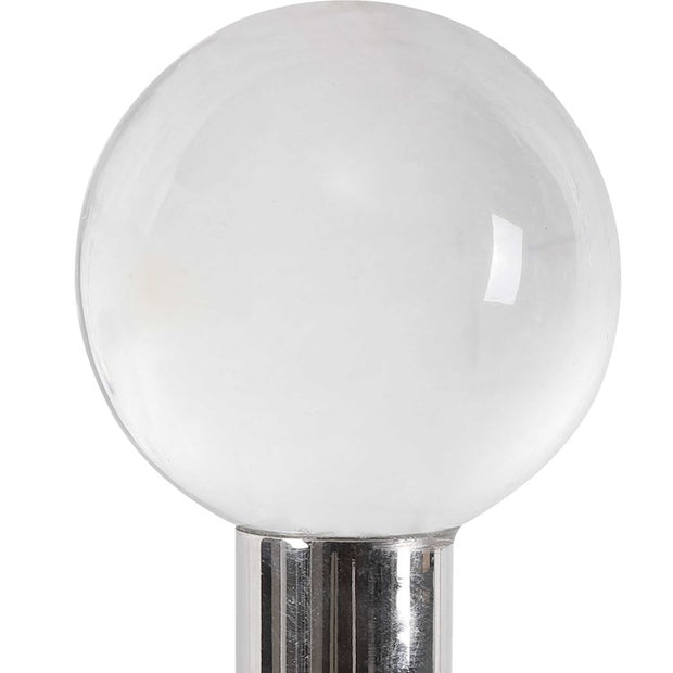 Uttermost Klara Glossy White Ceramic Modern Set of 2 Decorative Bottles With Crystal Finials