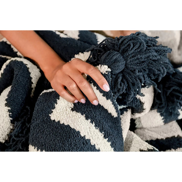 Sunday Citizen Midnight and Sahara Tan Pom Pom Maze Throw