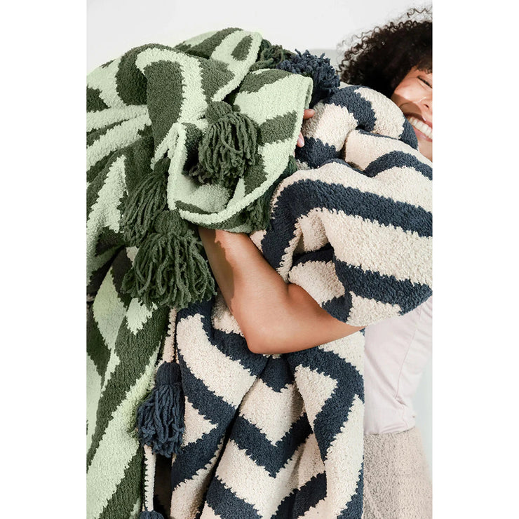 Sunday Citizen Midnight and Sahara Tan Pom Pom Maze Throw