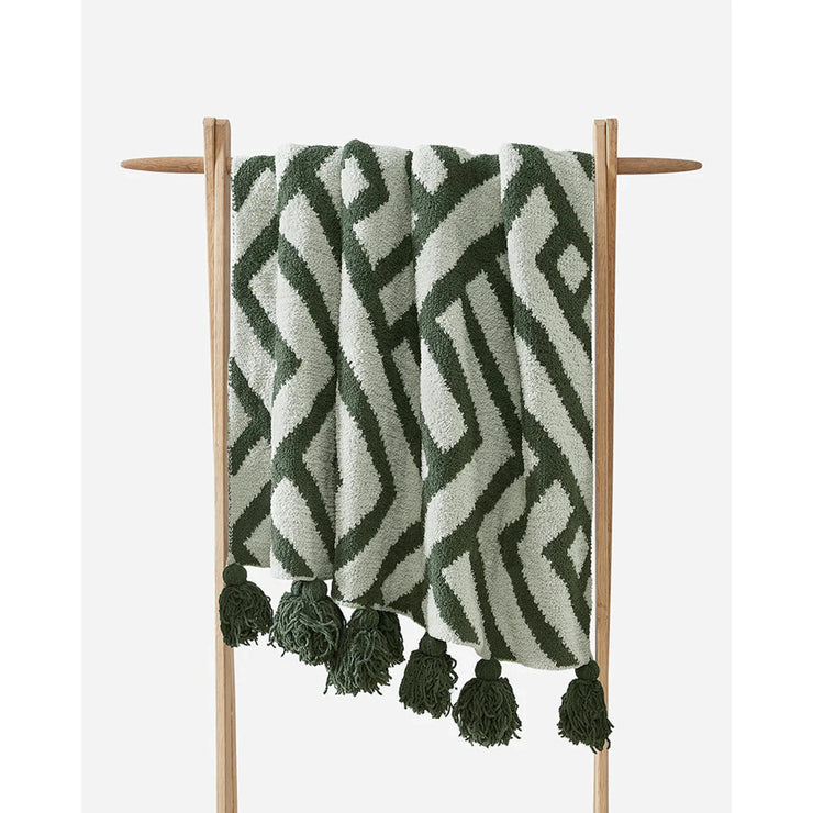 Sunday Citizen Moss and Sage Pom Pom Maze Throw