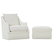 Rowe Furniture Kara Nomad Snow Performance Fabric Ottoman ~ Express Collection