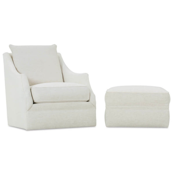 Rowe Furniture Kara Nomad Snow Performance Fabric Ottoman ~ Express Collection