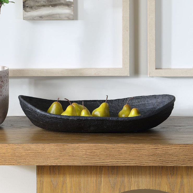 Uttermost Ember Weave Rich Black Finish Bowl ~ Indoor And Outdoor Use