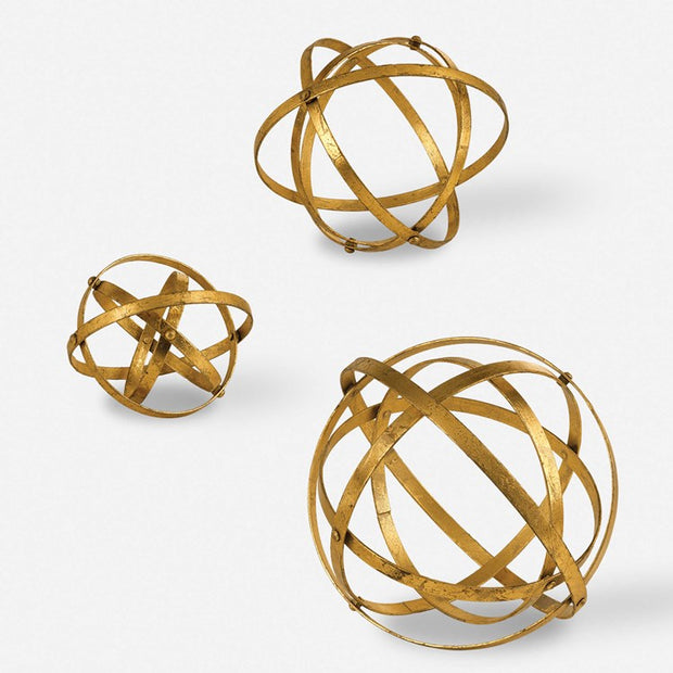 Uttermost Stetson Spheres Gold Leaf  Set of 2 Objects