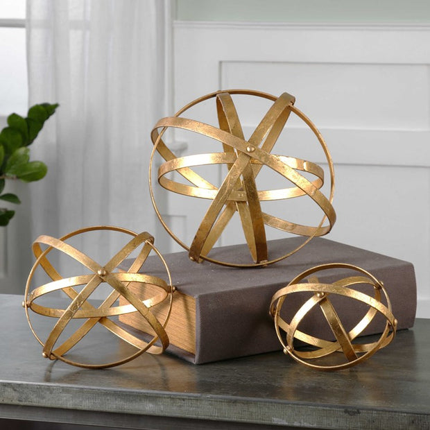Uttermost Stetson Spheres Gold Leaf  Set of 2 Objects