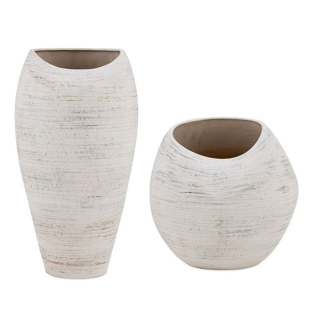 Uttermost Inara Creamy White Vases ~ Set Of 2 ~ Indoor And Outdoor Use