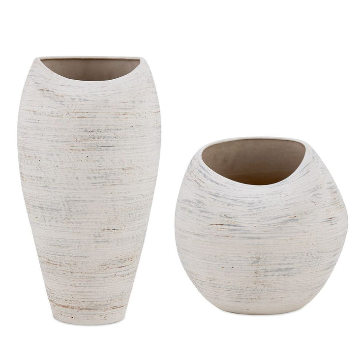 Uttermost Inara Creamy White Vases ~ Set Of 2 ~ Indoor And Outdoor Use