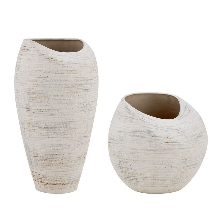 Uttermost Inara Creamy White Vases ~ Set Of 2 ~ Indoor And Outdoor Use