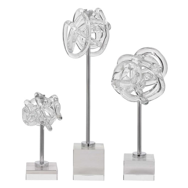 Uttermost Neuron Glass Knots Set of 3 Sculptural Objects