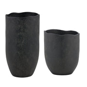 Uttermost Komorebi Matte Black Vases ~ Set Of 2 ~ Indoor And Outdoor Use