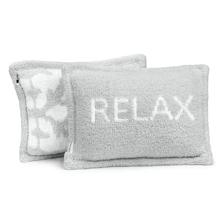Kashwere Ultra Soft Soapstone and Crème Damask Relax Cloud Pillow 13x19 with Plush Insert