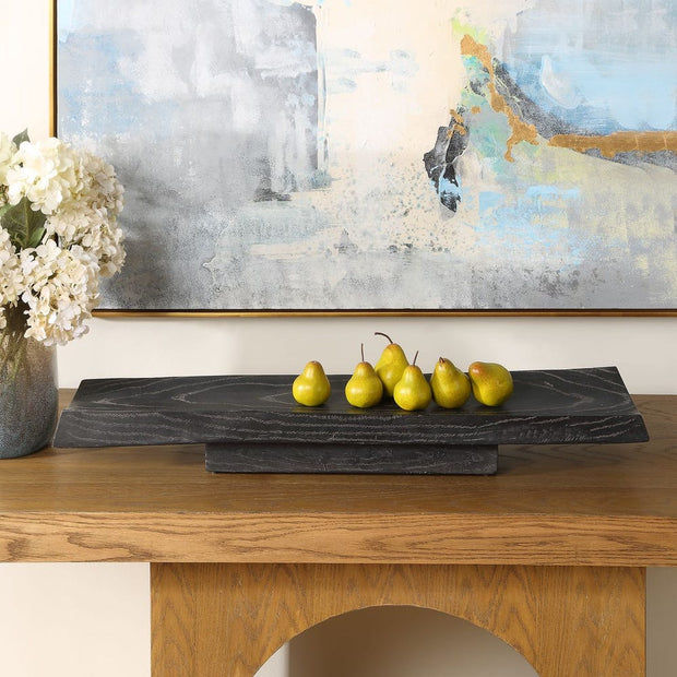 Uttermost Ciaran Deep Black Rustic Tray ~ Indoor And Outdoor Use