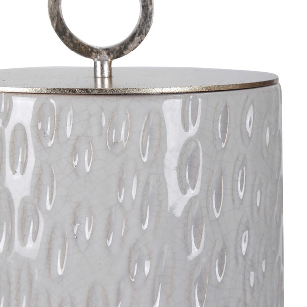 Uttermost Cyprien Off-White and Smoke Gray Ceramic Set of 2 Decorative Containers