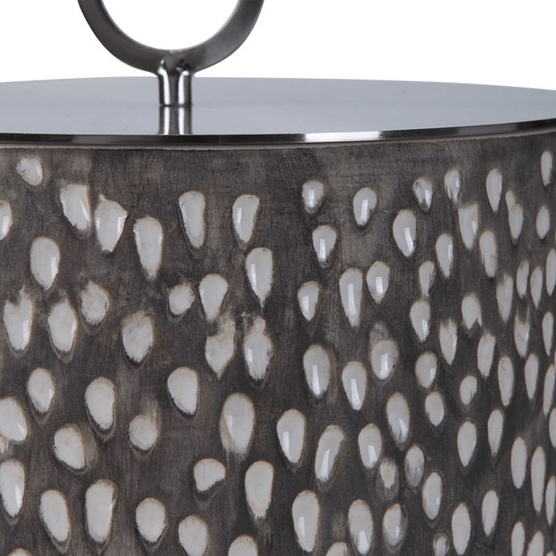 Uttermost Cyprien Off-White and Smoke Gray Ceramic Set of 2 Decorative Containers