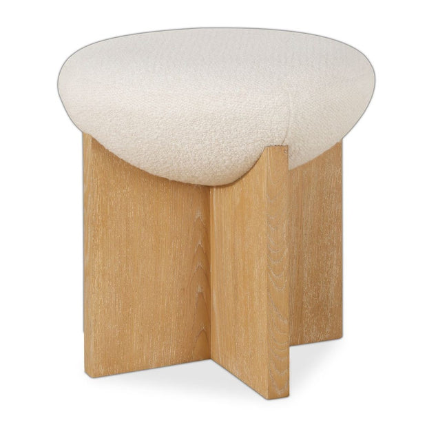 Uttermost Lainie Natural Oak Accent Stool With White Boucle Seat