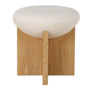 Uttermost Lainie Natural Oak Accent Stool With White Boucle Seat