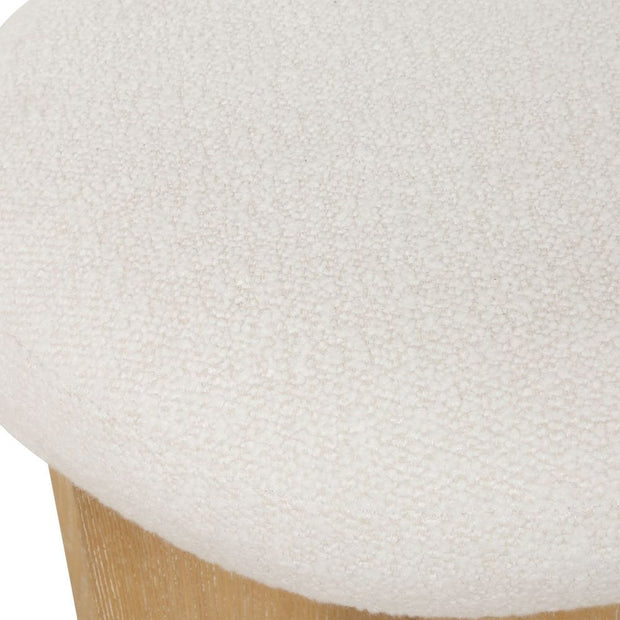 Uttermost Lainie Natural Oak Accent Stool With White Boucle Seat