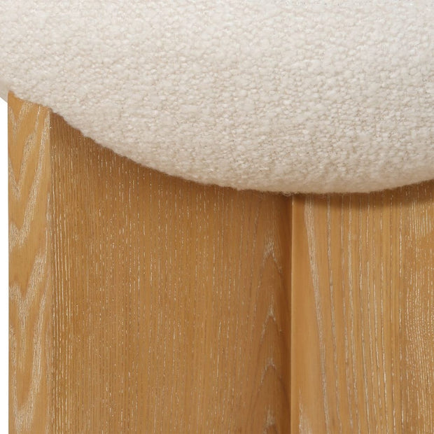 Uttermost Lainie Natural Oak Accent Stool With White Boucle Seat