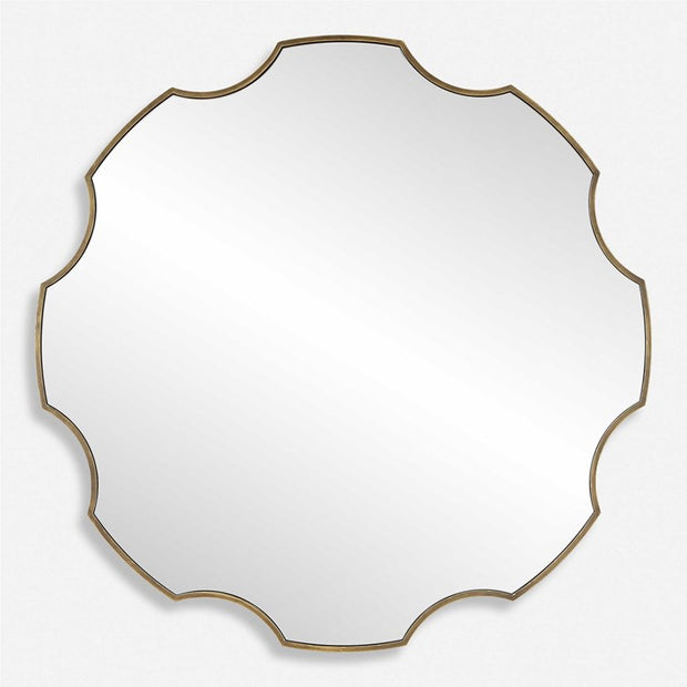 Uttermost Geared Up Antiqued Golden Bronze Round Mirror