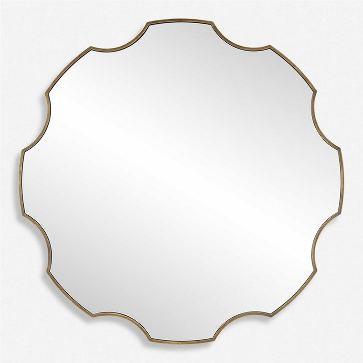 Uttermost Geared Up Antiqued Golden Bronze Round Mirror