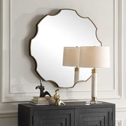 Uttermost Geared Up Antiqued Golden Bronze Round Mirror